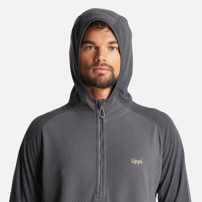 Poleron Hombre Jacaranda Nano-F 1/4 Zip Hoody Gris Oscuro Lippi