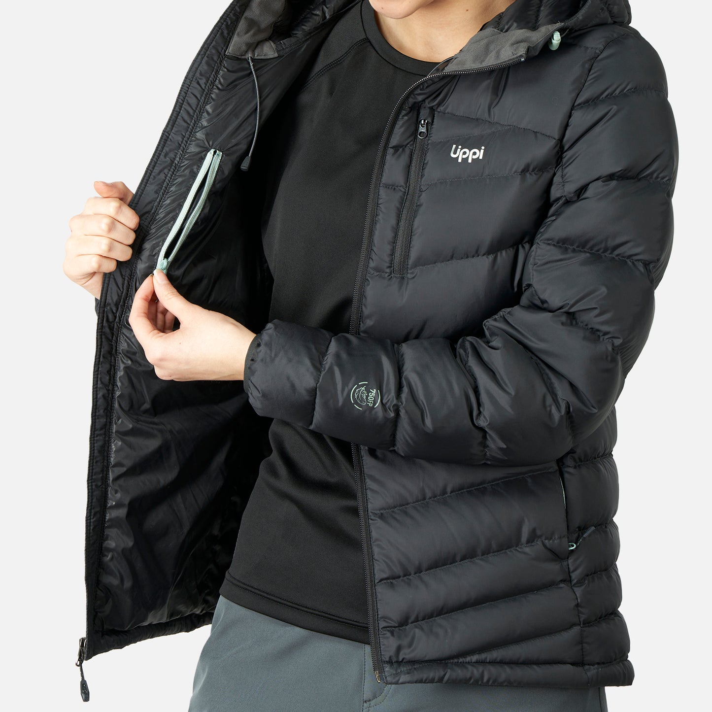 Chaqueta Mujer Bazpur Down Hoody Jacket Negro Lippi