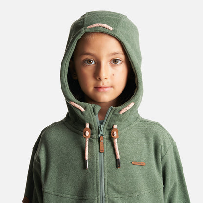 Poleron Niña Stripes Nano-F Full Zip Hoody Verde Botella Lippi