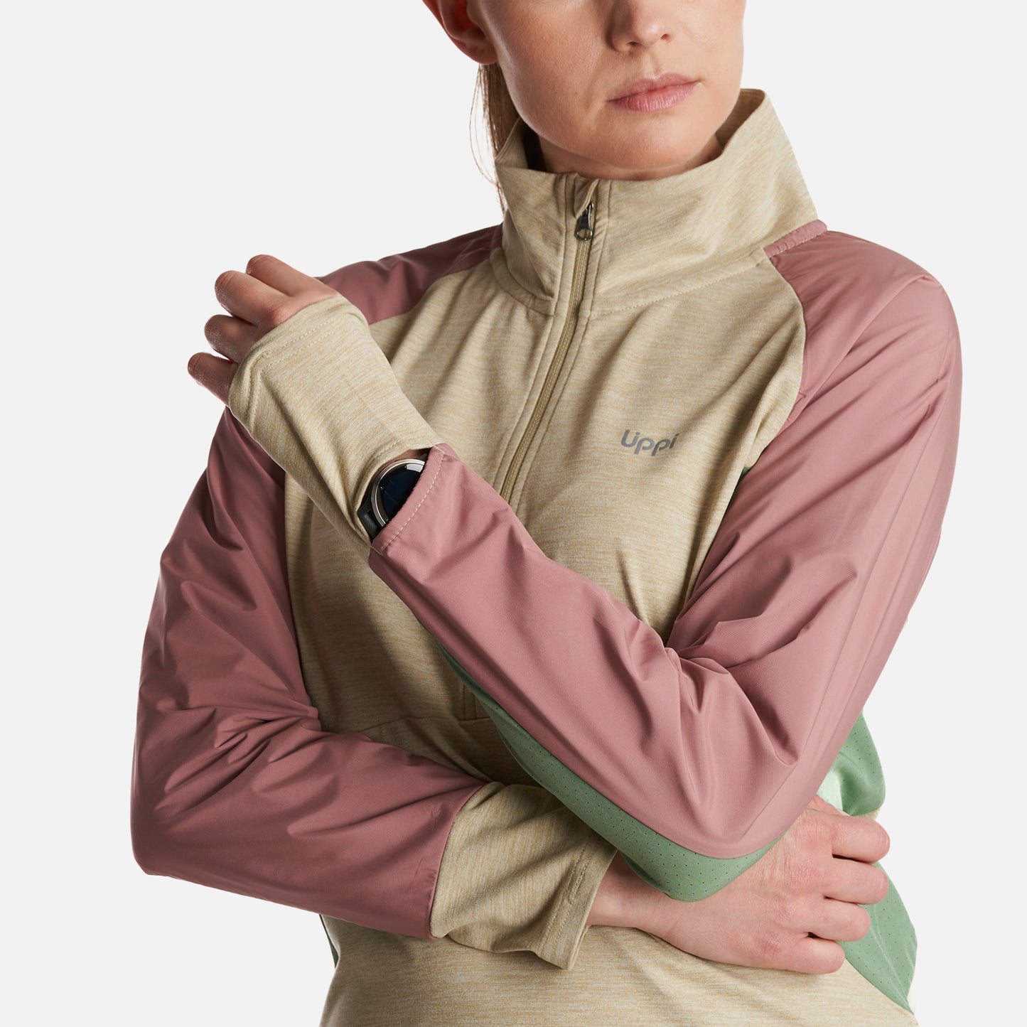 Poleron Mujer  Egger 1/4 Zip Melange Beige Lippi