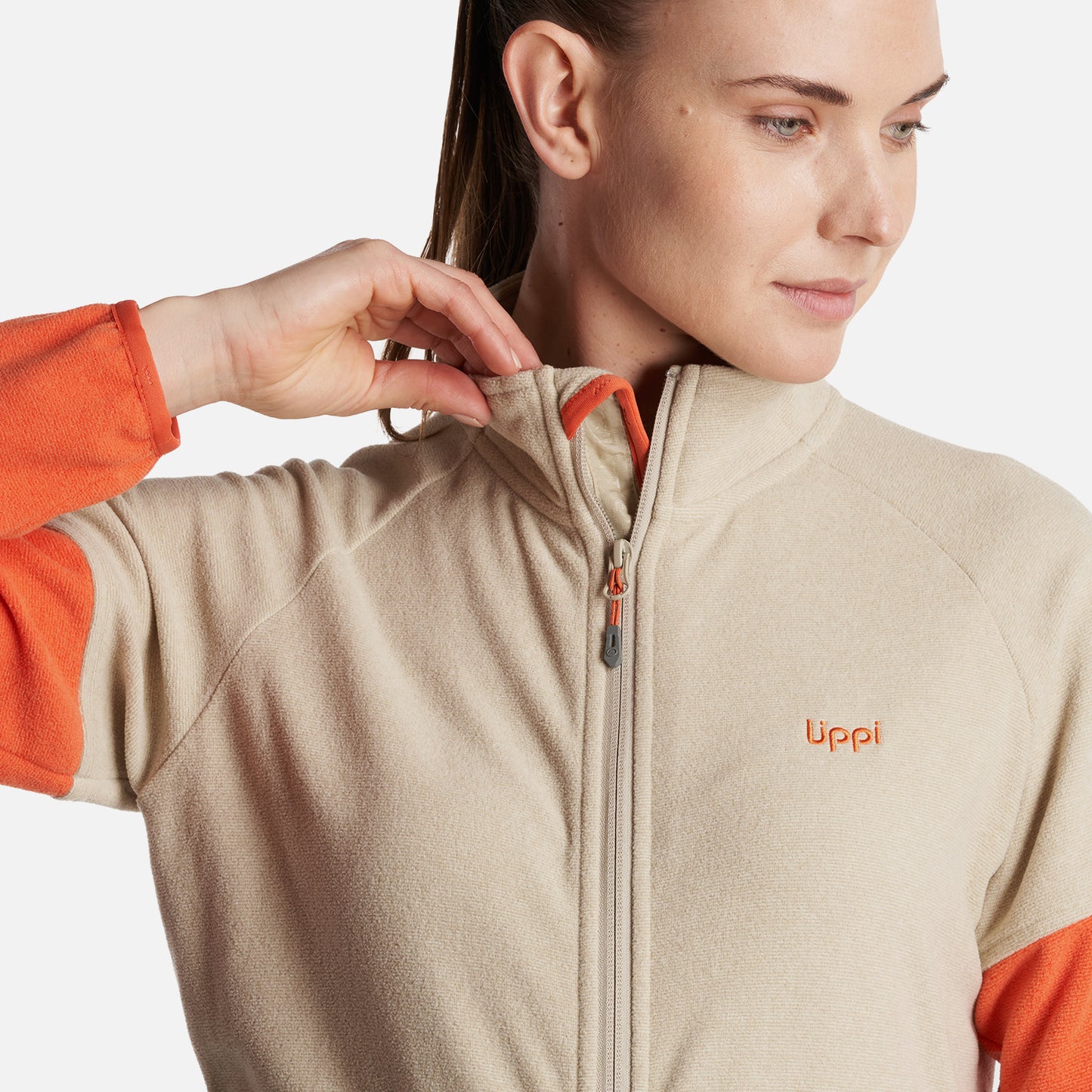 Poleron Mujer  Stripes Nano-F Full Zip Crema Lippi