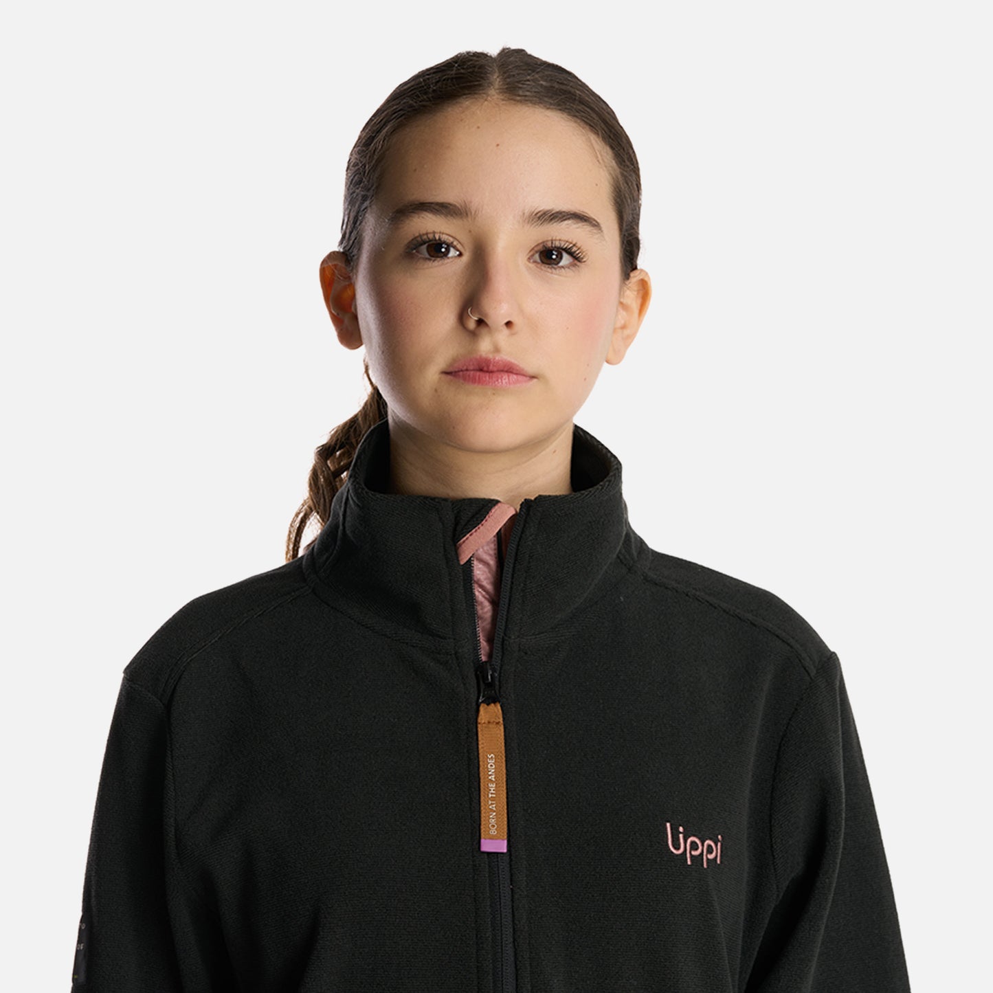 Poleron Teen Girl Stripes Nano-F Full Zip Negro Lippi