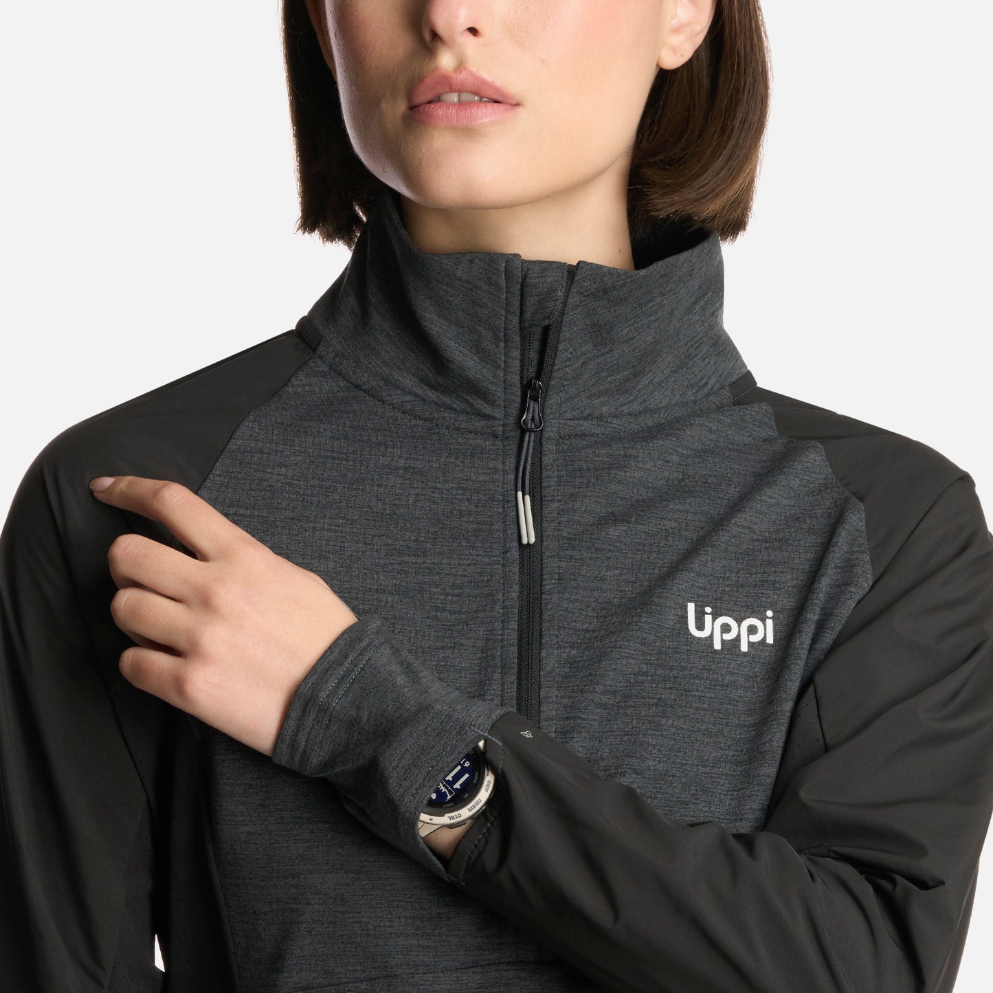 Polerón Mujer Egger 1/4 Zip Negro Lippi