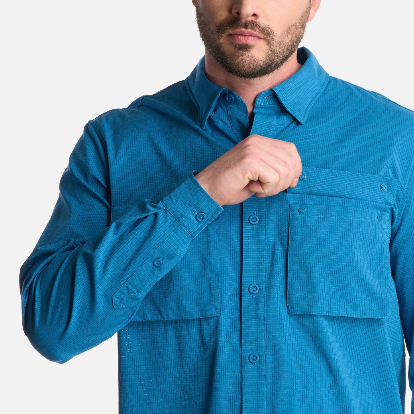 Camisa Hombre Rosselot Long Sleeve Q-Dry Shirt Azul Lippi