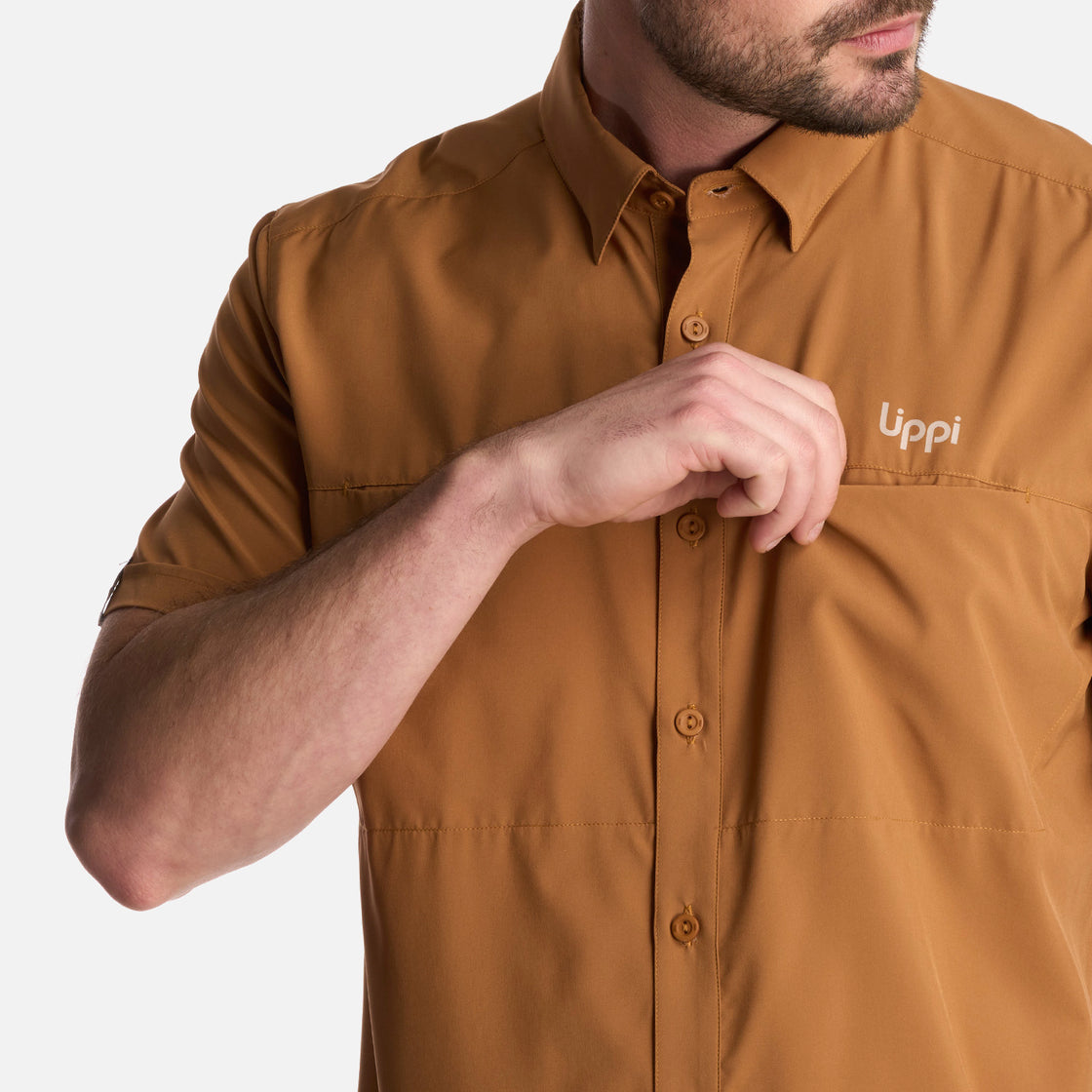 Camisa Hombre Wallace Short Sleeve Q-dry Shirt Camel Lippi