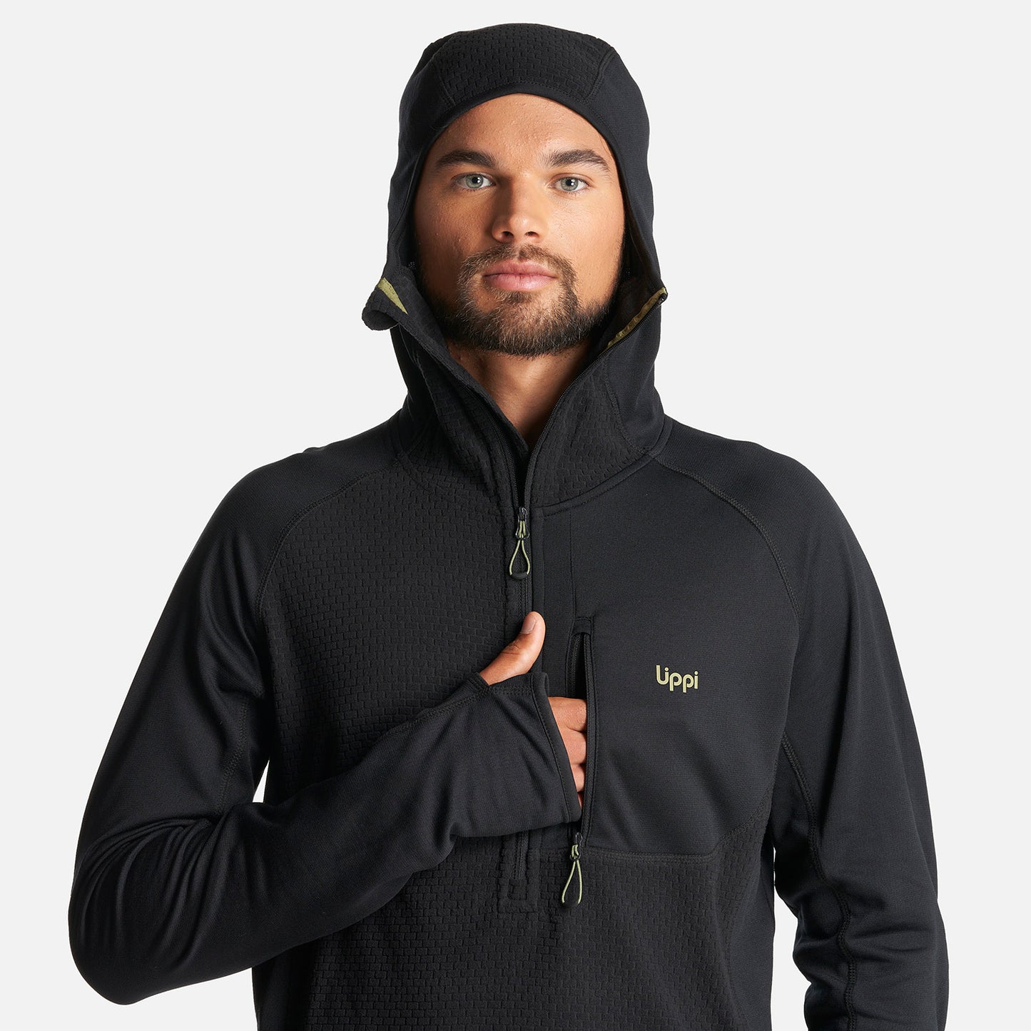 Poleron Hombre Jacaranda Mountain Nano-F 1/4 Zip Hoody Negro Lippi