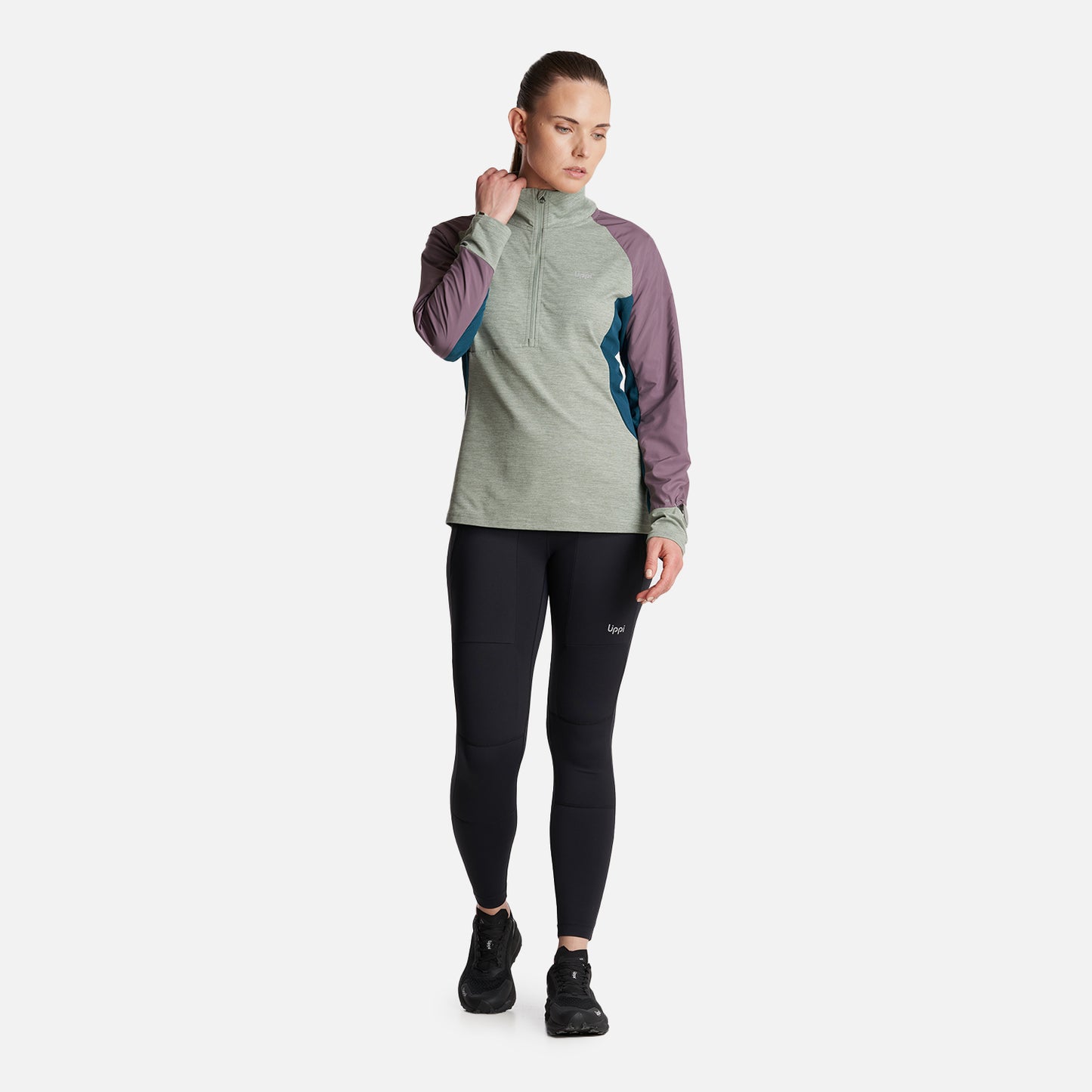 Poleron Mujer  Egger 1/4 Zip Melange Jade Lippi