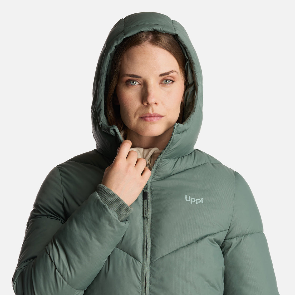 Chaqueta Mujer Long Line Steam Pro Hoody Jacket Verde Musgo Lippi