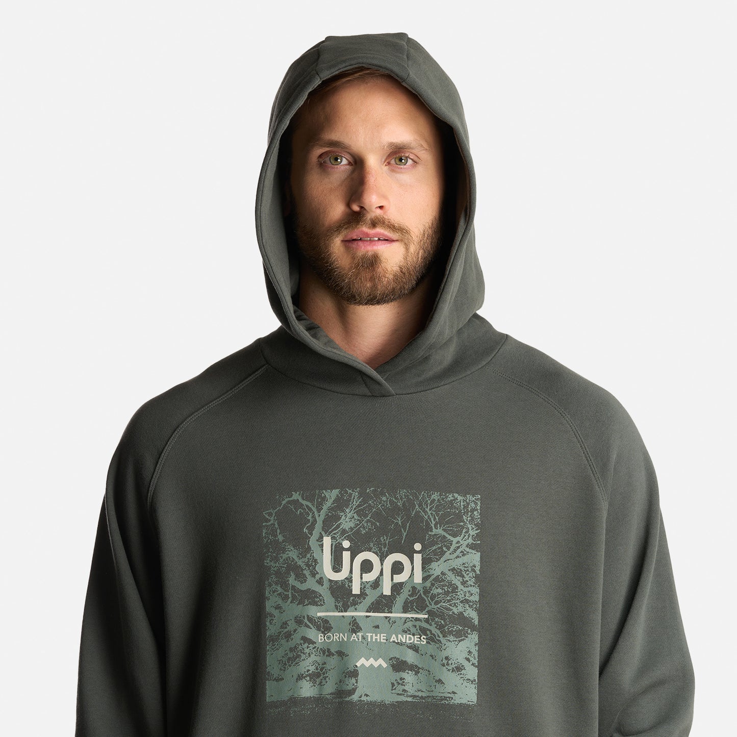 Poleron Hombre Insigne Hoody Sweatshirt Front Print Verde Militar Lippi