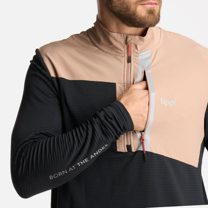 Poleron Hombre Karova Nano F 1/4 Zip Taupe Lippi