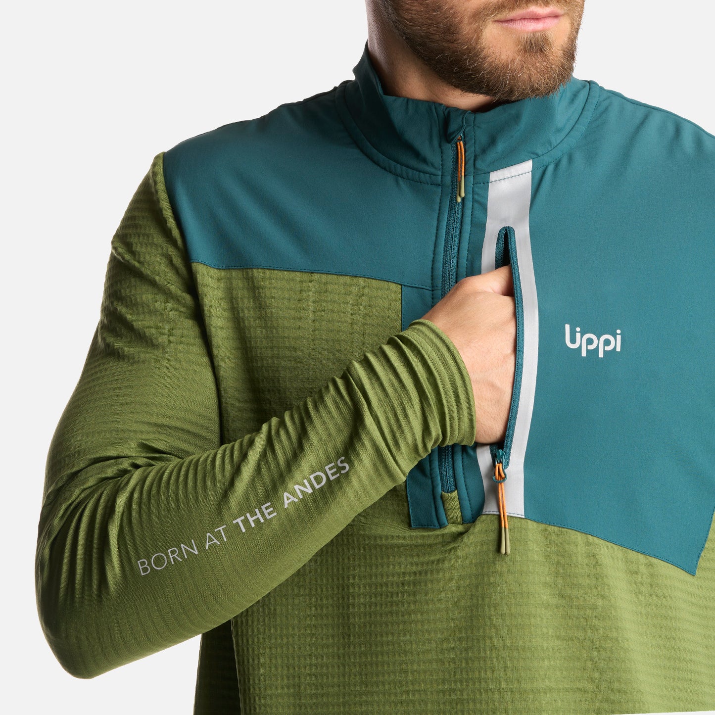 Poleron Hombre Karova Nano F 1/4 Zip Verde Lippi