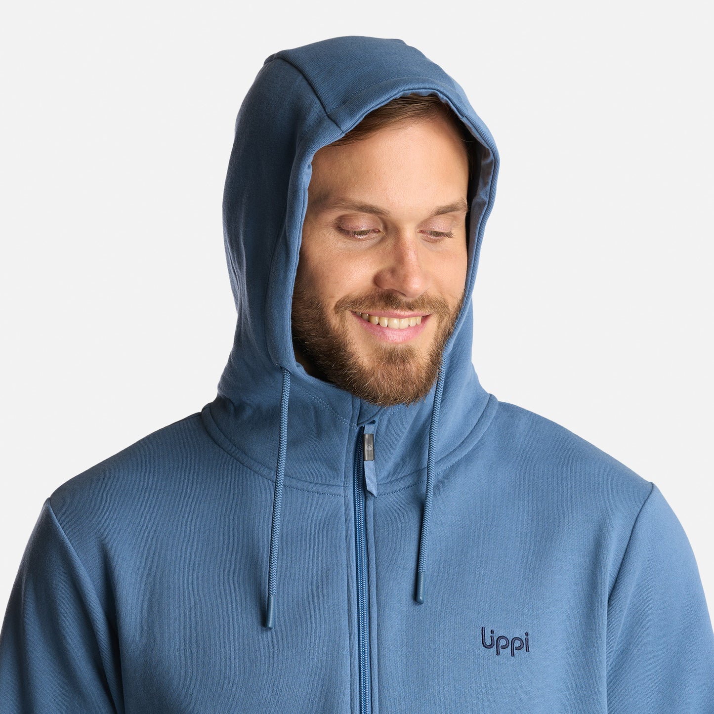 Poleron Hombre Ulmo Full Zip Hoody Sweatshirt Azul Grisaceo Lippi