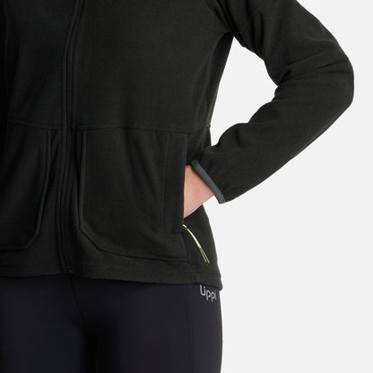 Polerón Mujer Stripes Nano-F Full Zip Negro Lippi