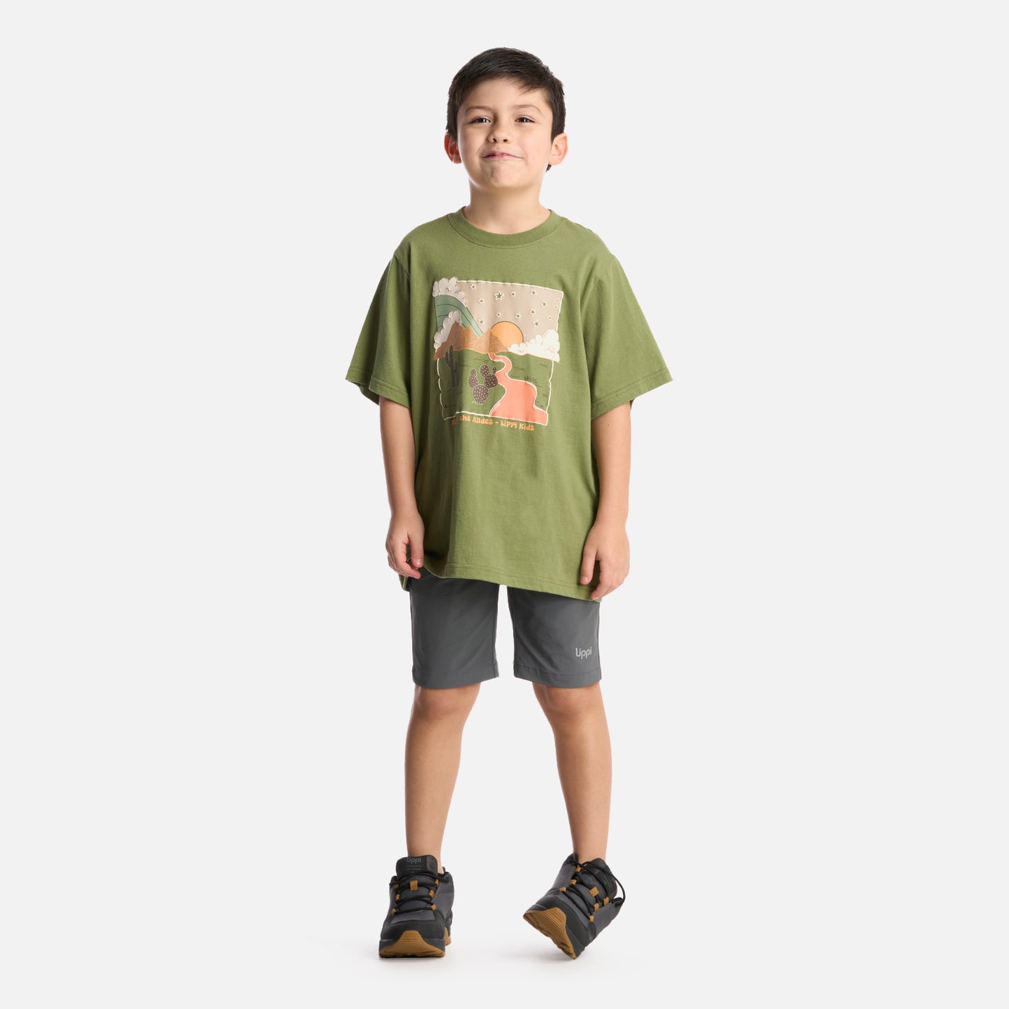 Polera Niño Desert Oversize T-Shirt Verde Lippi