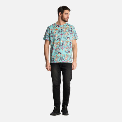 Polera Hombre Mundo Fungi Print Turquesa Haka Honu