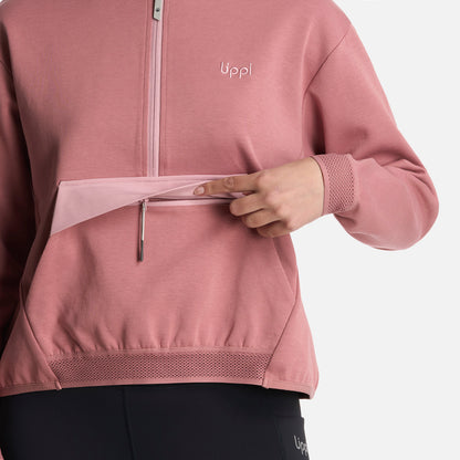 Polerón Mujer DownStreet 1/4 Zip Sweatshirt Rosa Oscuro Lippi