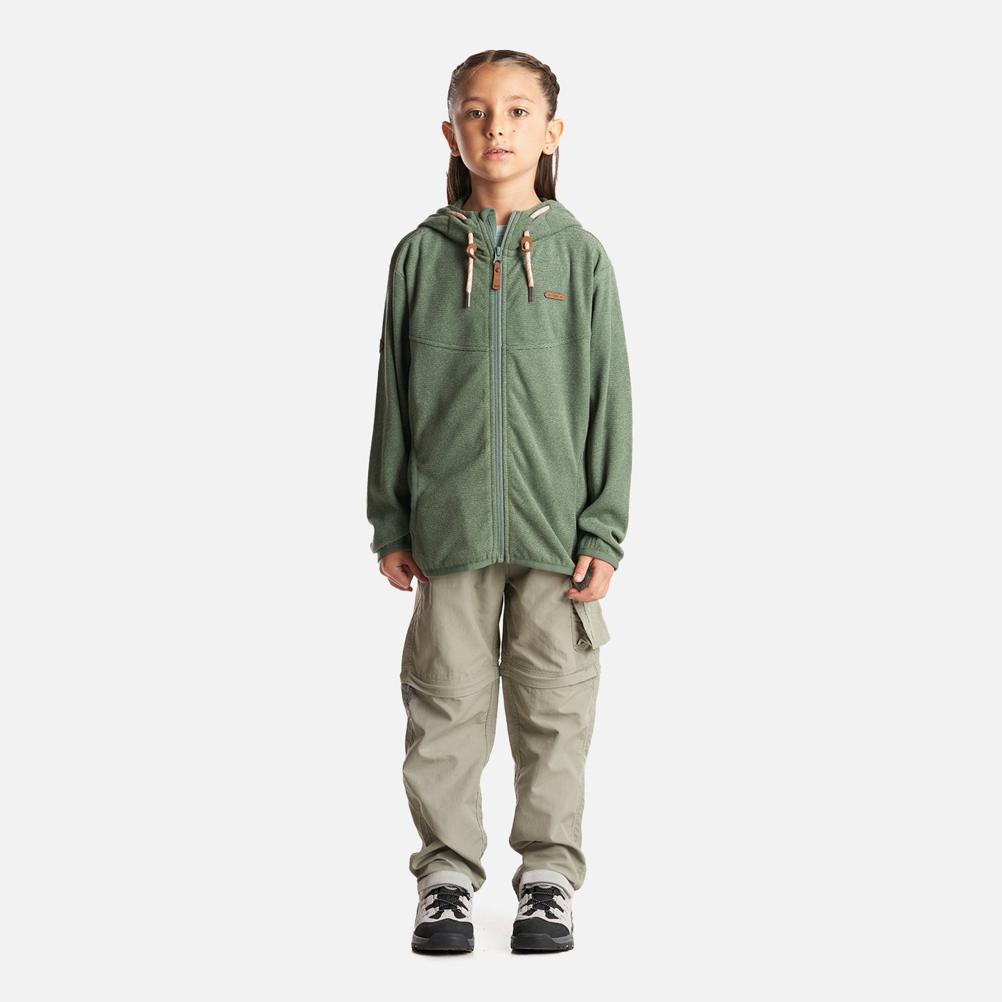 Poleron Niña Stripes Nano-F Full Zip Hoody Verde Botella Lippi