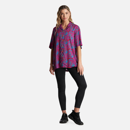 Camisa Mujer Marmolada Print Fucsia Haka Honu