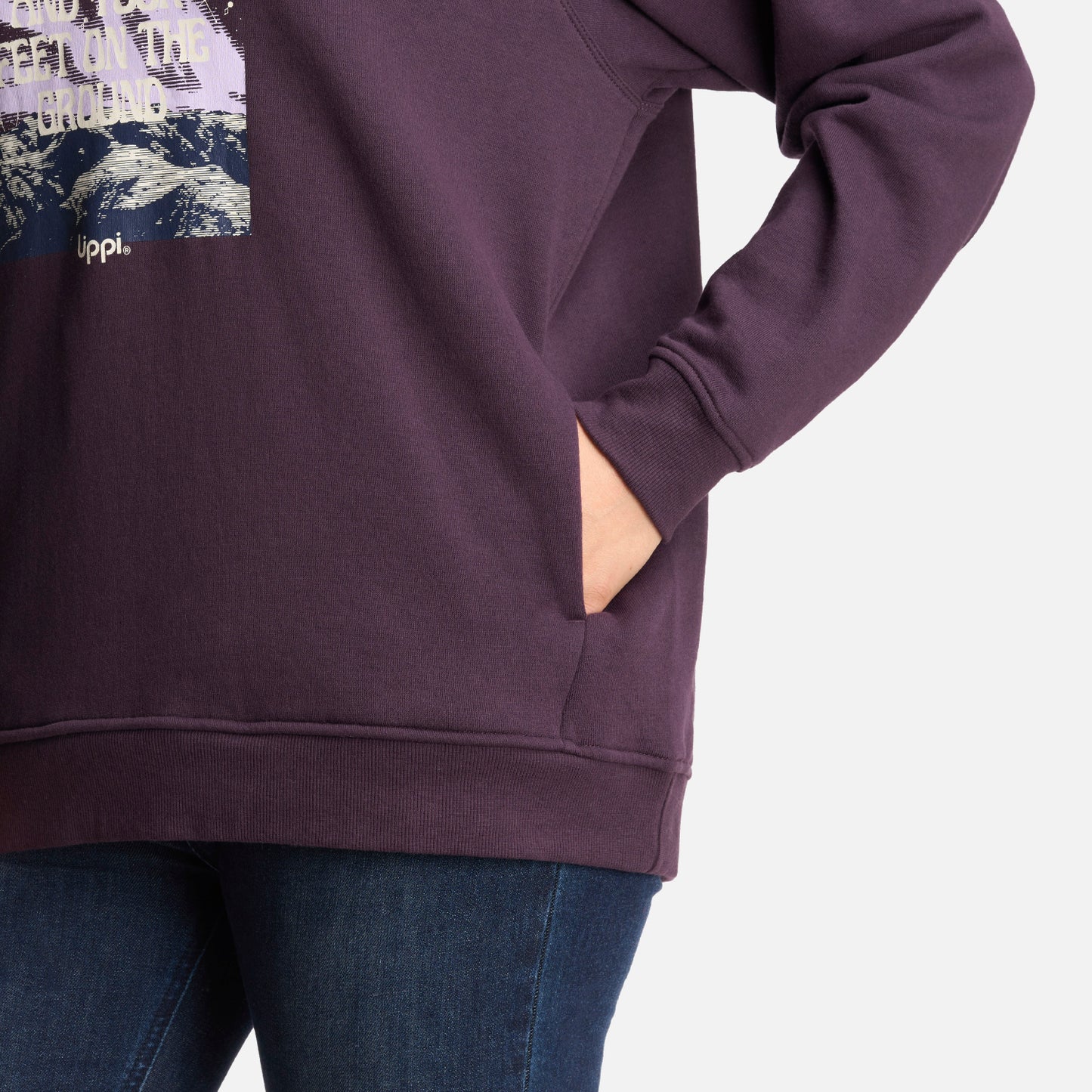 Poleron Mujer Insigne Hoody Sweatshirt Front Print Morado Oscuro Lippi