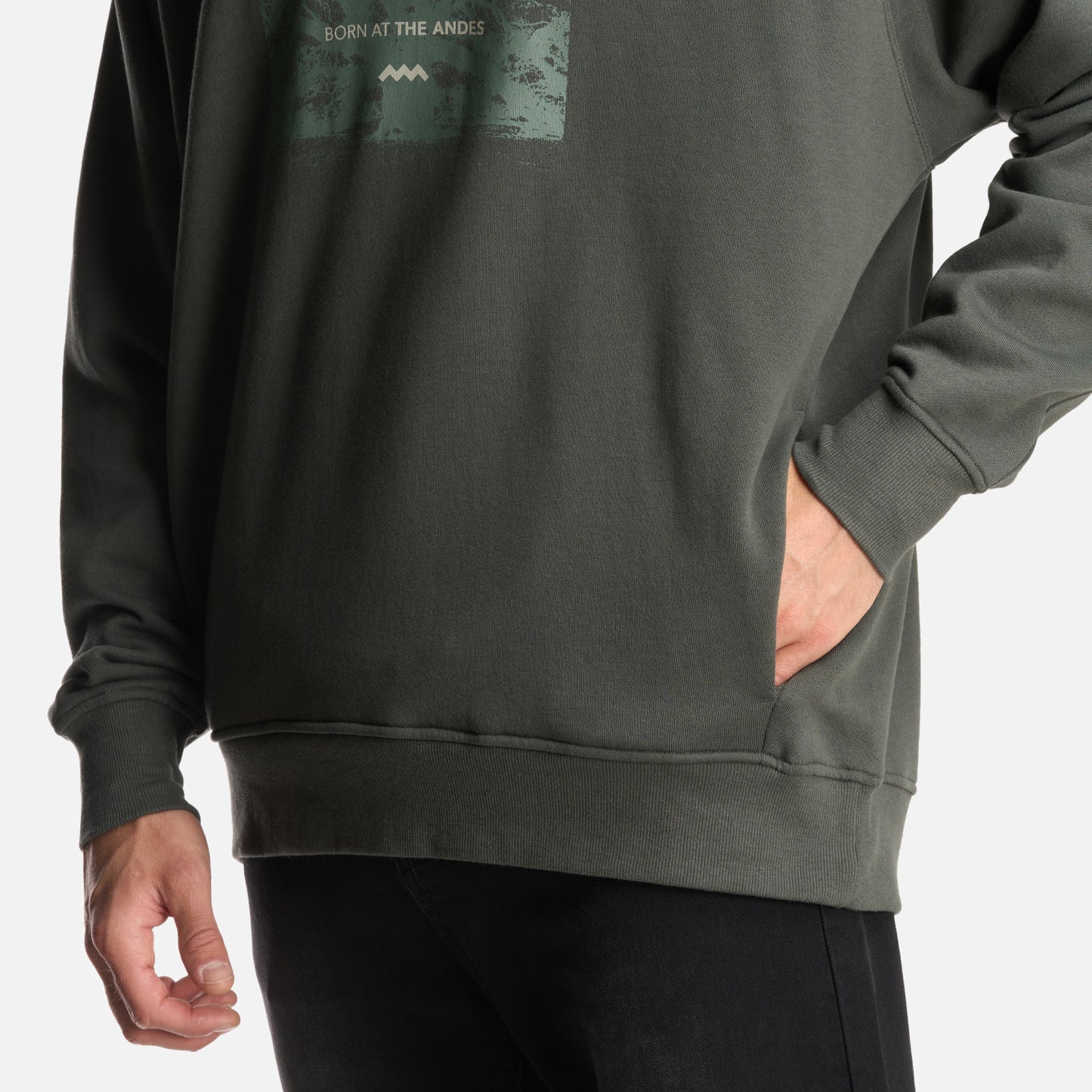 Poleron Hombre Insigne Hoody Sweatshirt Front Print Verde Militar Lippi