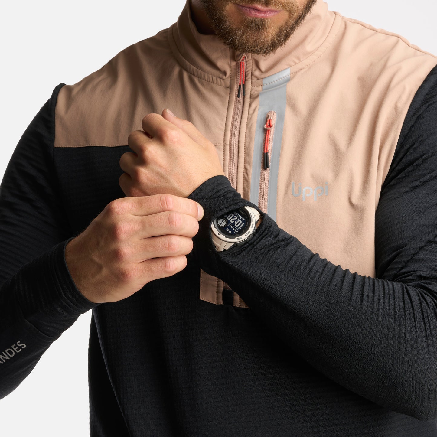 Poleron Hombre Karova Nano F 1/4 Zip Taupe Lippi