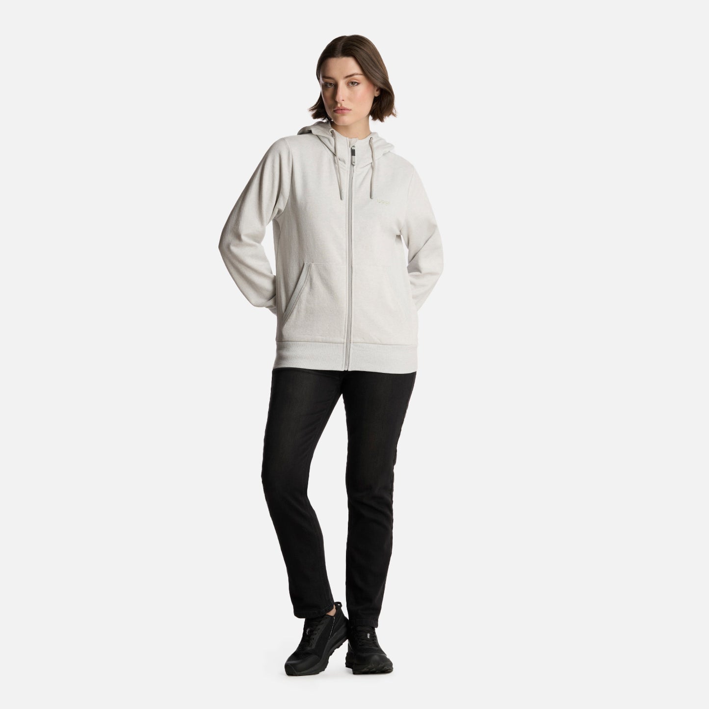 Polerón Mujer Ulmo Full Zip Hoody Sweatshirt Gris Melangue Lippi