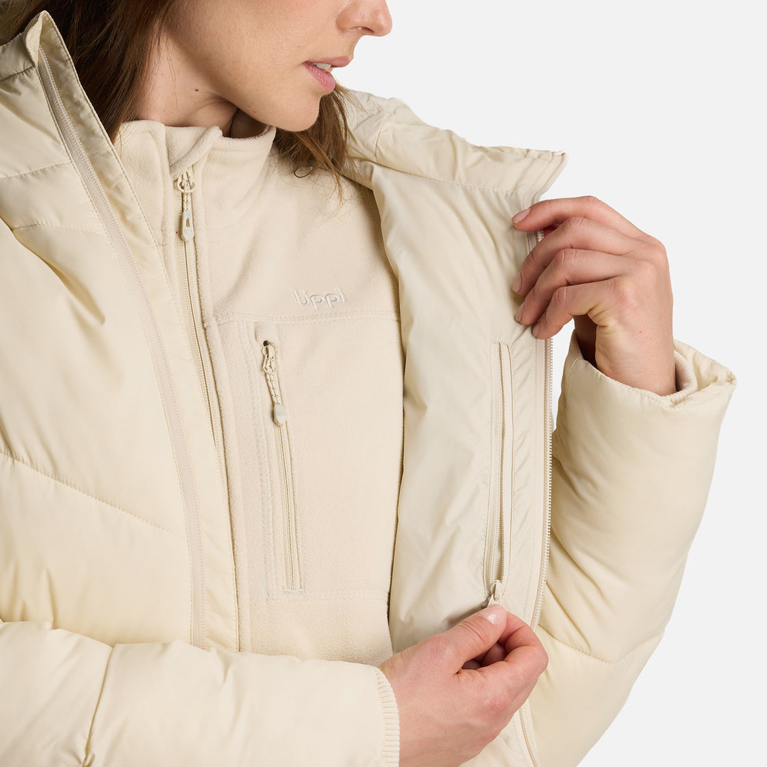 Chaqueta Mujer Long Line Steam Pro Hoody Jacket Crema Lippi