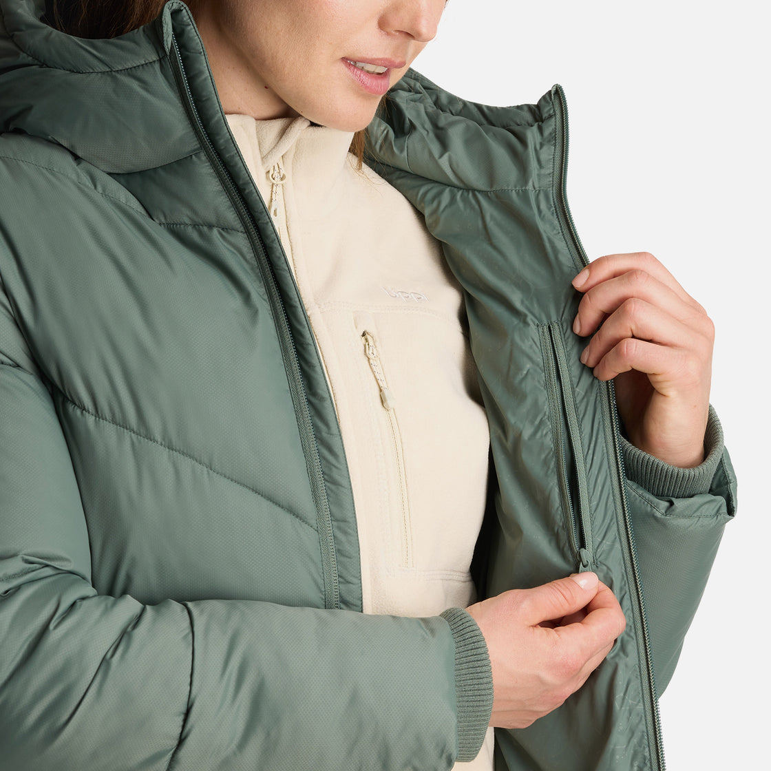 Chaqueta Mujer Long Line Steam Pro Hoody Jacket Verde Musgo Lippi