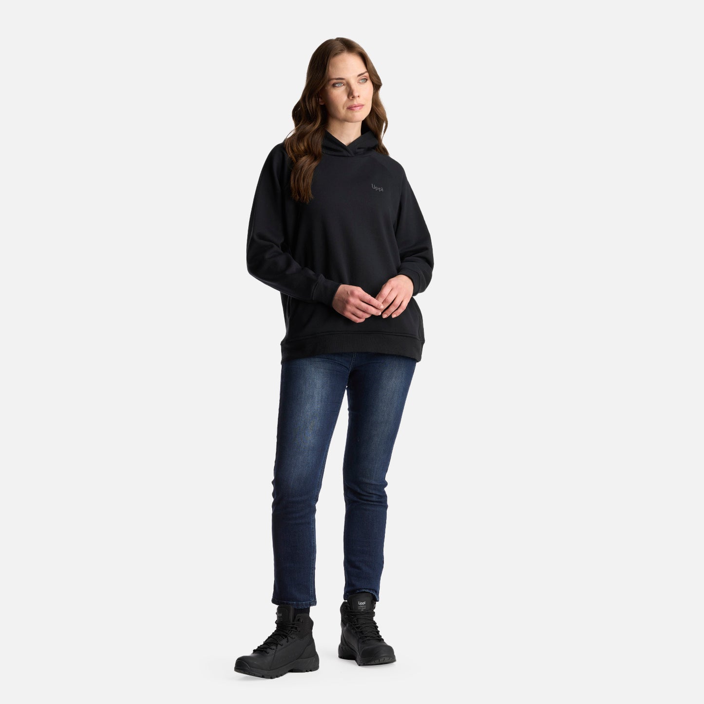 Poleron Mujer Ulmo Hoody Sweatshirt Negro Lippi