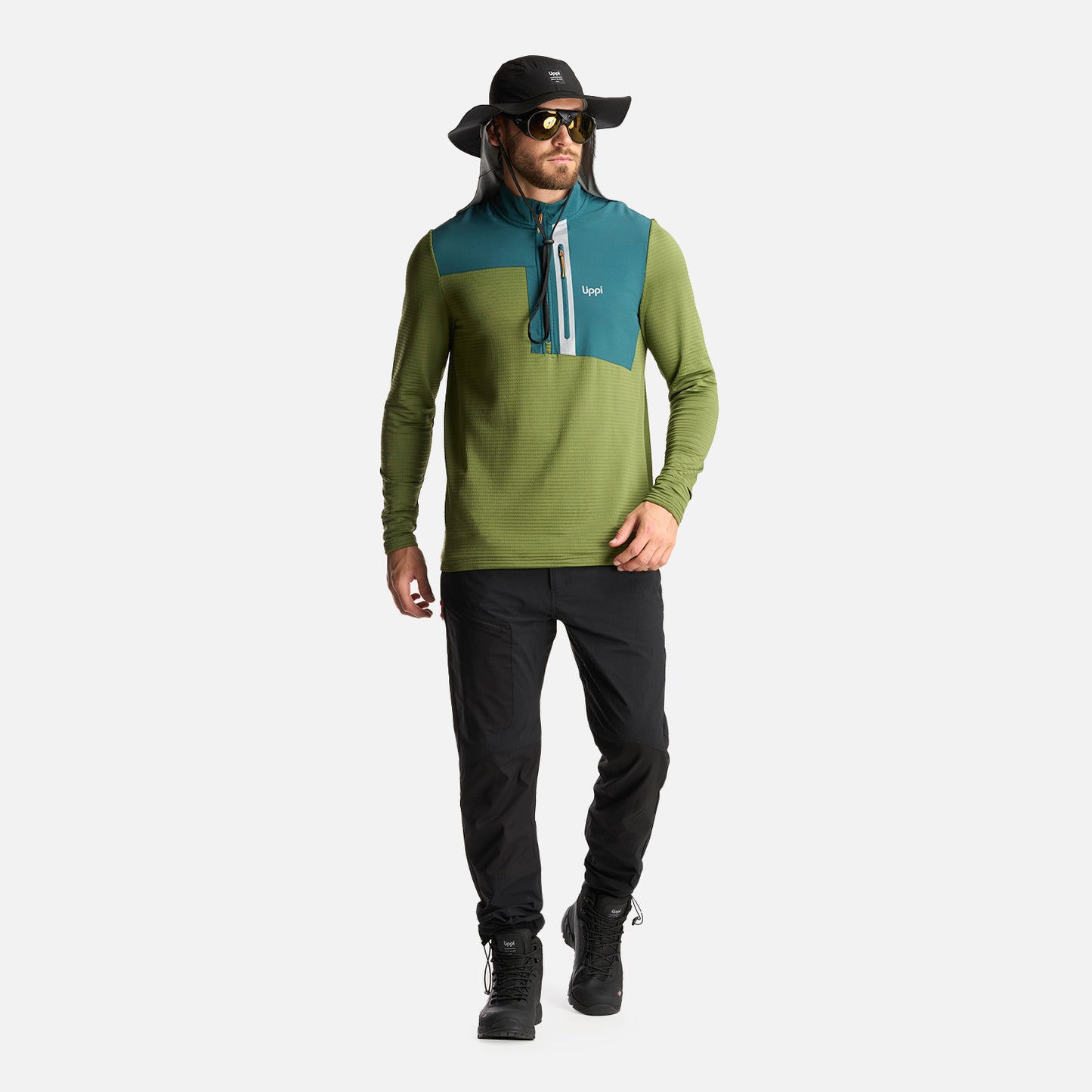 Poleron Hombre Karova Nano F 1/4 Zip Verde Lippi