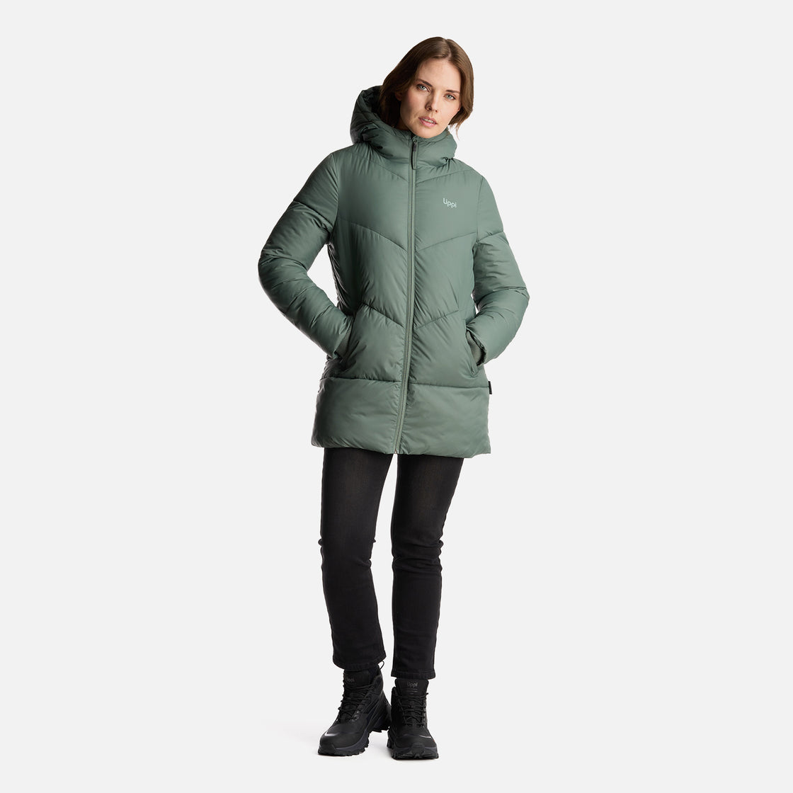 Chaqueta Mujer Long Line Steam Pro Hoody Jacket Verde Musgo Lippi