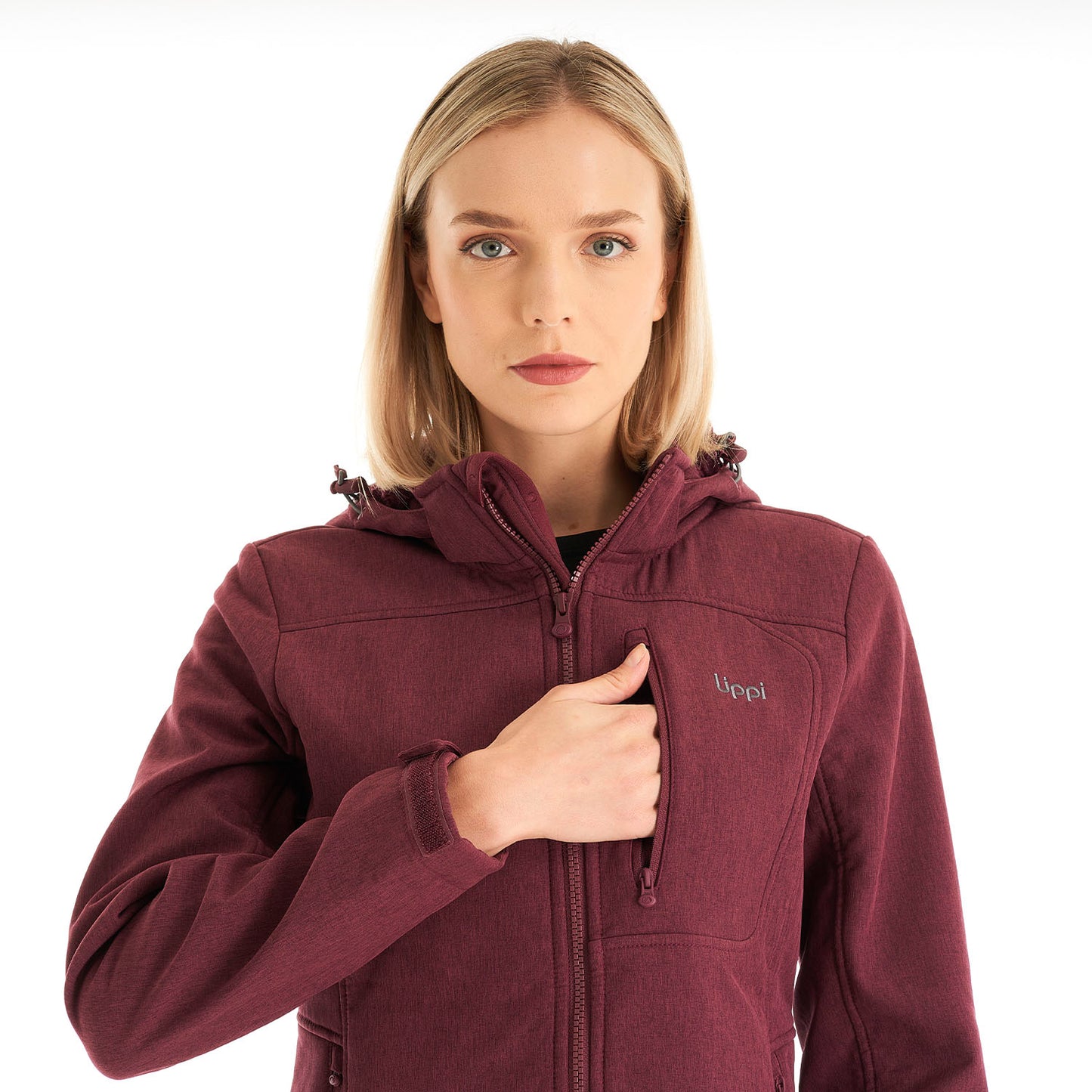 Chaqueta Mujer Macaya Softshell Hoody Jacket Melange Burdeo Lippi