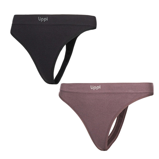 Ropa Interior Mujer Pack Skintec Sport Thong Grafito y Malva Lippi