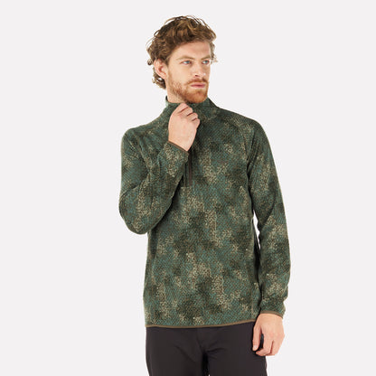 Poleron Hombre Jacaranda Nano-F 14 Zip Print Verde Musgo Lippi