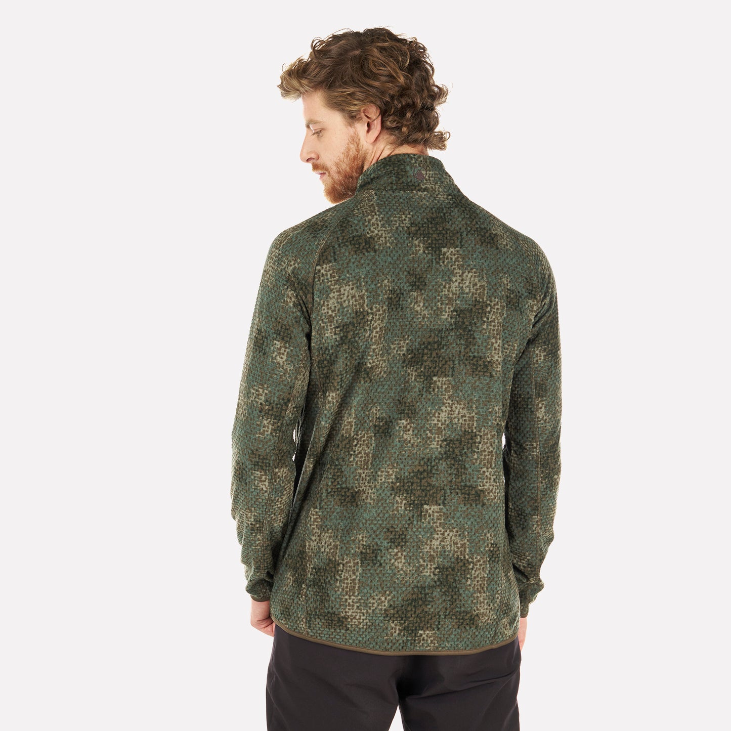 Poleron Hombre Jacaranda Nano-F 14 Zip Print Verde Musgo Lippi