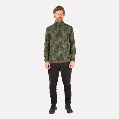 Poleron Hombre Jacaranda Nano-F 14 Zip Print Verde Musgo Lippi