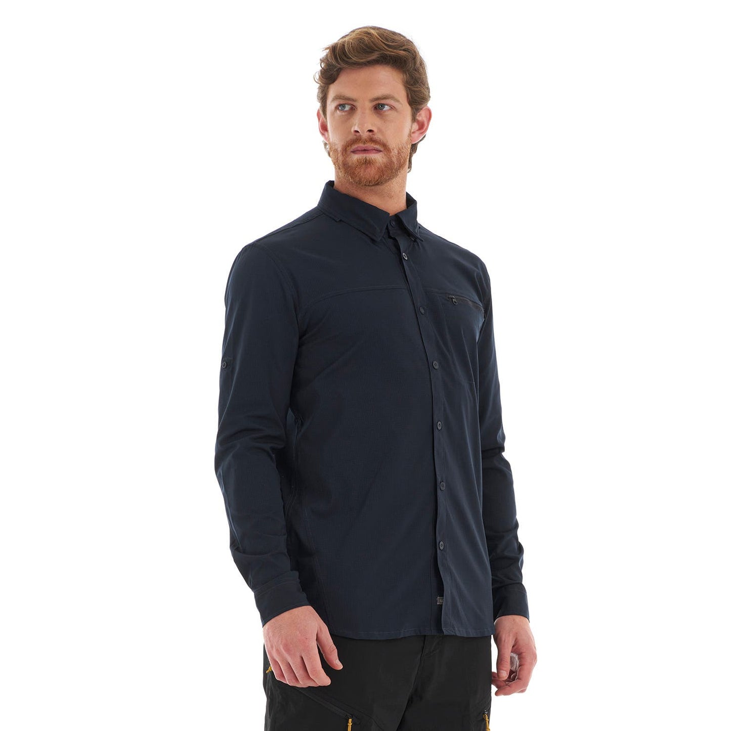 Camisa Hombre Rosselot Long Sleeve Q-Dry Shirt Melange Azul Lippi