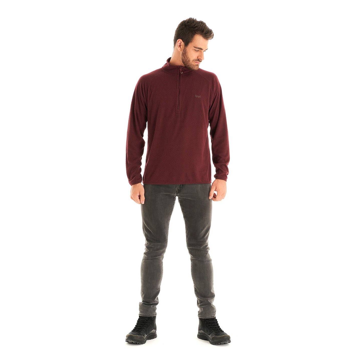 Poleron Hombre Jacaranda Nano-F 14 Zip Vino Lippi