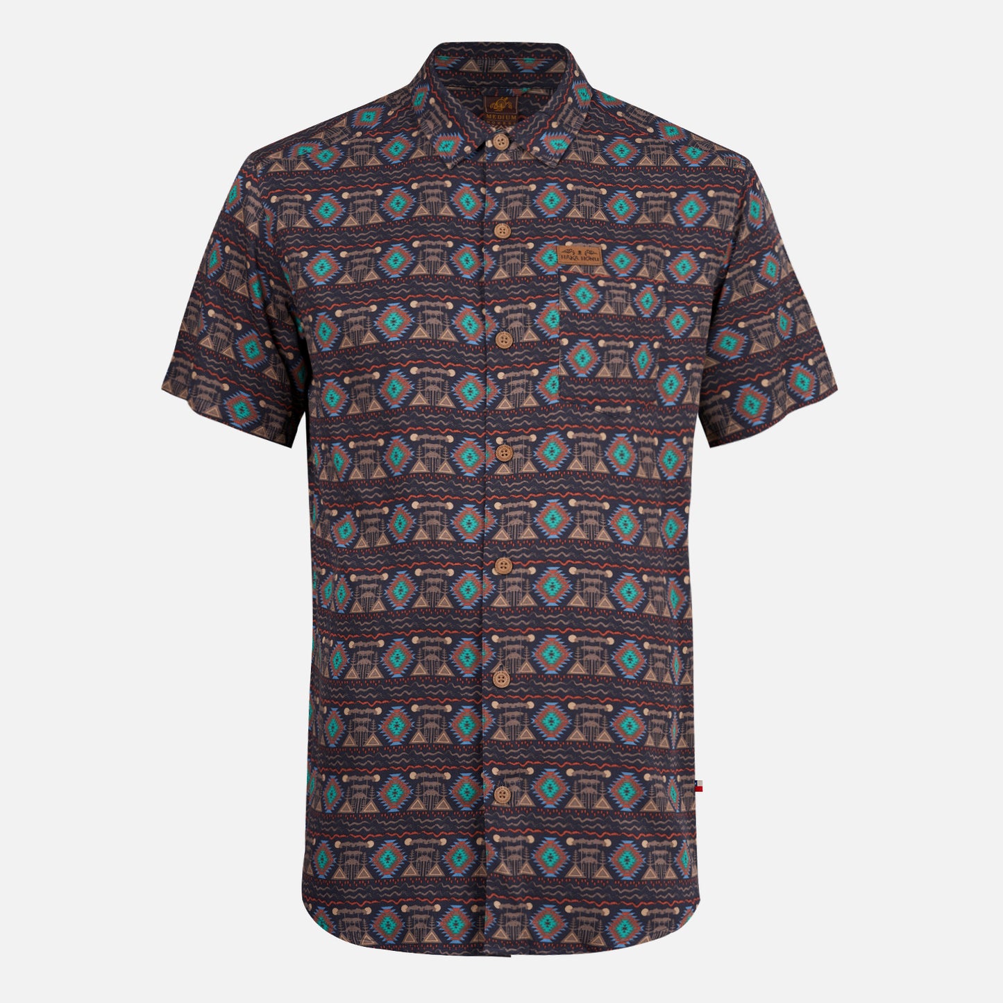 Camisa Hombre Aflora Full Print Café Pardo Haka Honu