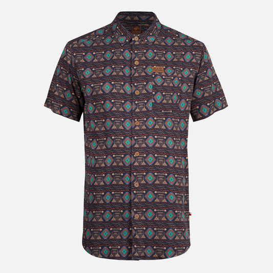 Camisa Hombre Aflora Full Print Café Pardo Haka Honu