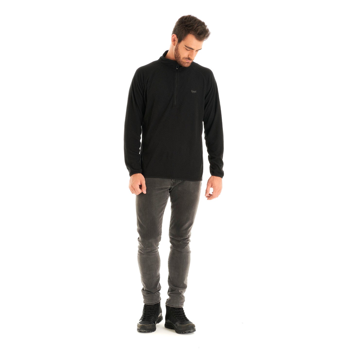 Poleron Hombre Jacaranda Nano-F 14 Zip Negro Lippi