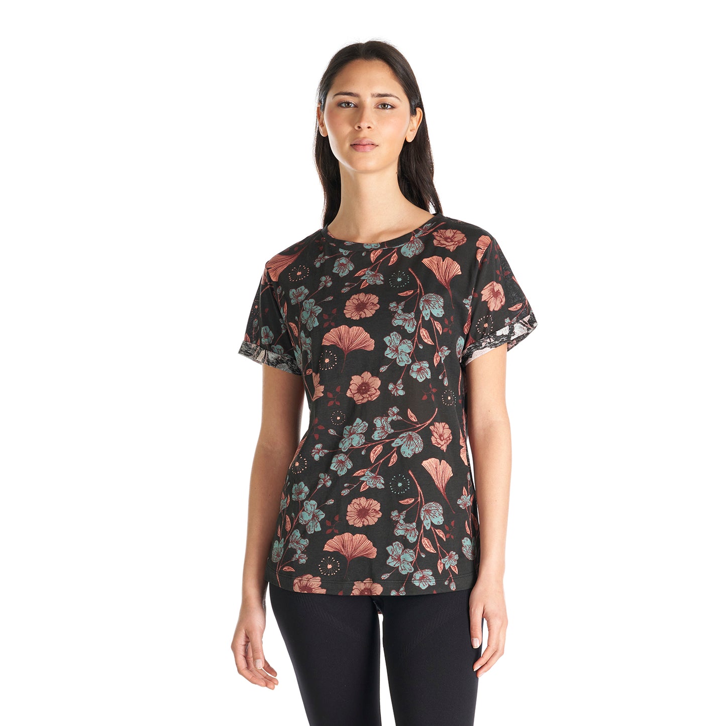 Polera Mujer Flora Negro Haka Honu