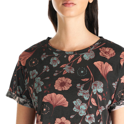 Polera Mujer Flora Negro Haka Honu