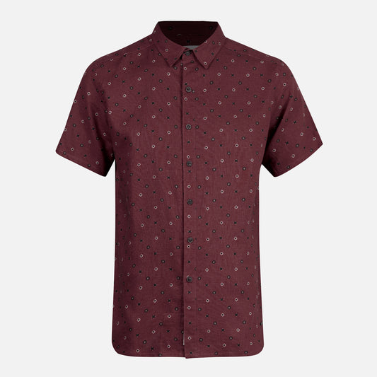 Camisa Hombre One Way Short Sleeve Shirt Print Burdeo Lippi