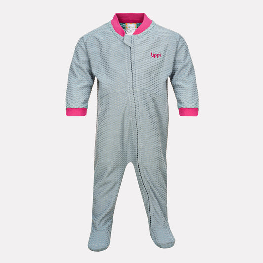 Enterito Baby Girl Saltamontes Nano-F Full Zip Onesie Jade Oscuro Lippi