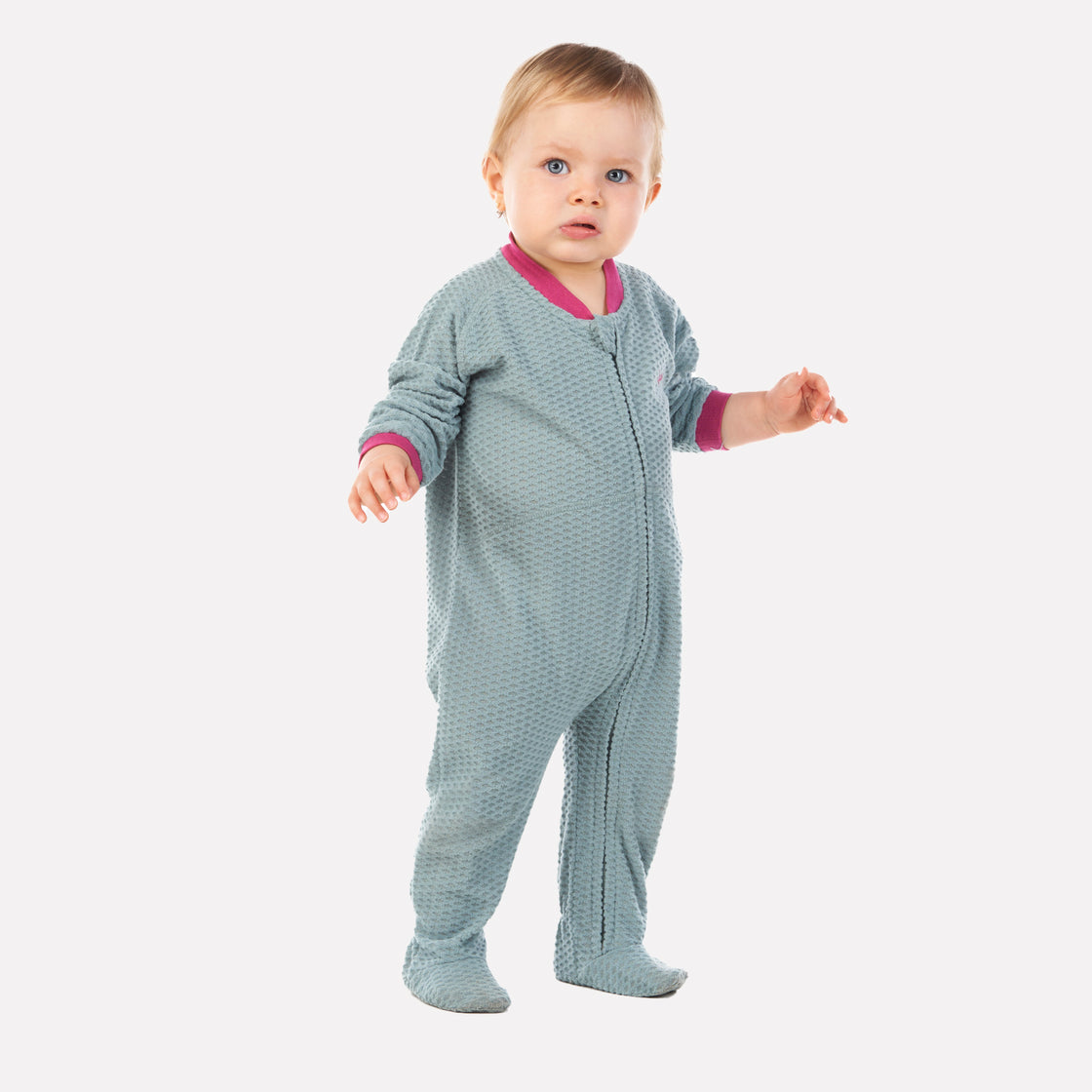 Enterito Baby Girl Saltamontes Nano-F Full Zip Onesie Jade Oscuro Lippi