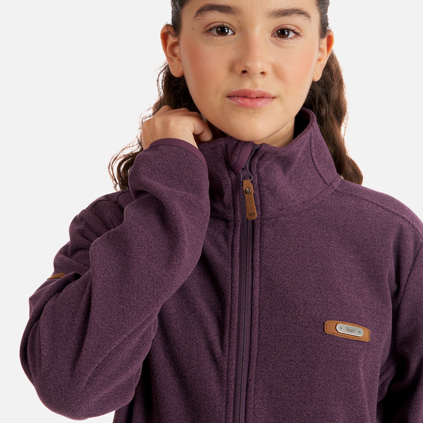 Poleron Teen Girl Stripes Nano-F Full Zip Malva Lippi