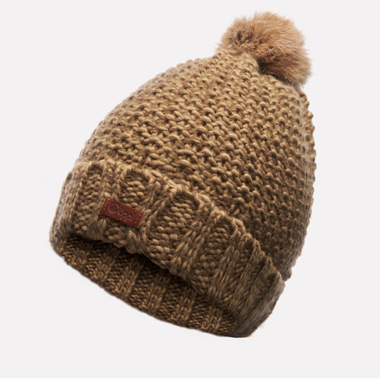 Gorro Mujer Fly Line Pom Blend-Pro Beanie Café Lippi