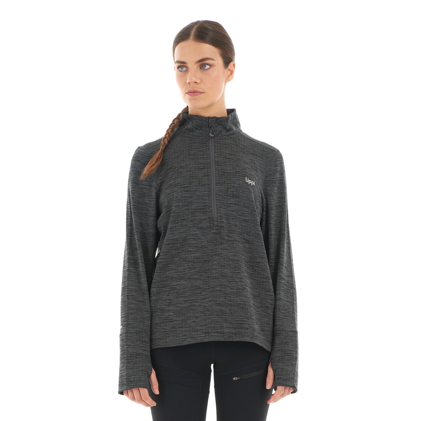 Poleron Mujer Just Move Nano-F 14 Zip Grafito Lippi