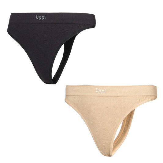 Ropa Interior Mujer Pack Skintec Sport Thong Grafito y Taupe Lippi